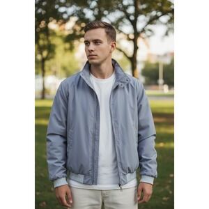 HONNEYWELL TODD Mens XL Tall Blue/Gray Harrington Bomber Jacket Full Zip Vintage